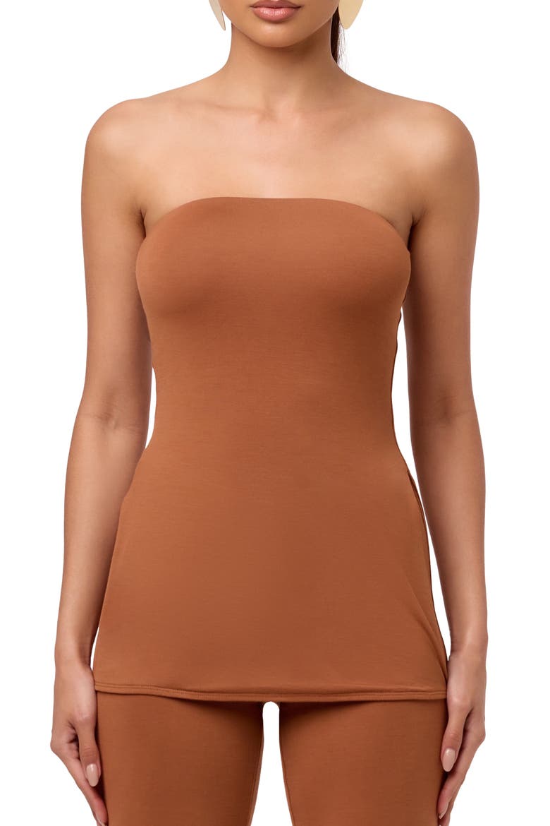Stretch Modal Tunic Tube Top, Main, color, BROWN SUGAR