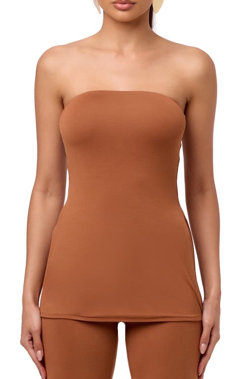 Naked Wardrobe Stretch Modal Tunic Tube Top In Brown