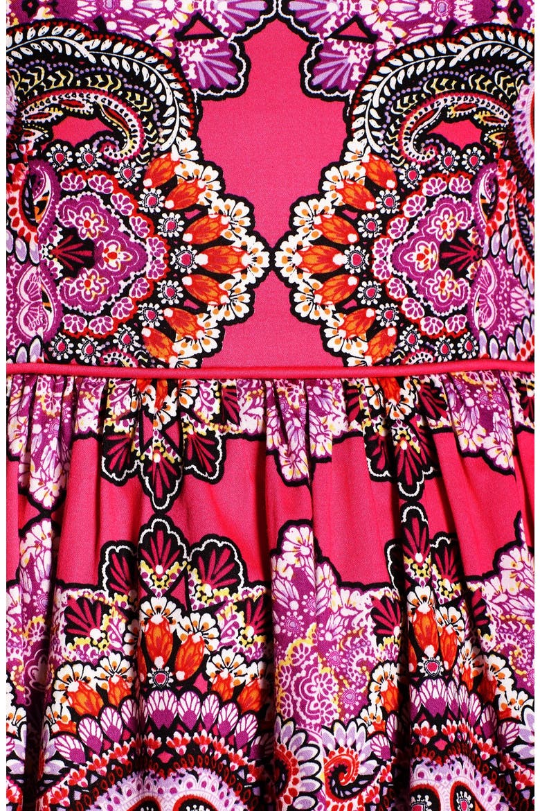 Print Sateen Fit & Flare Dress, Alternate, color, PINK/ LILAC