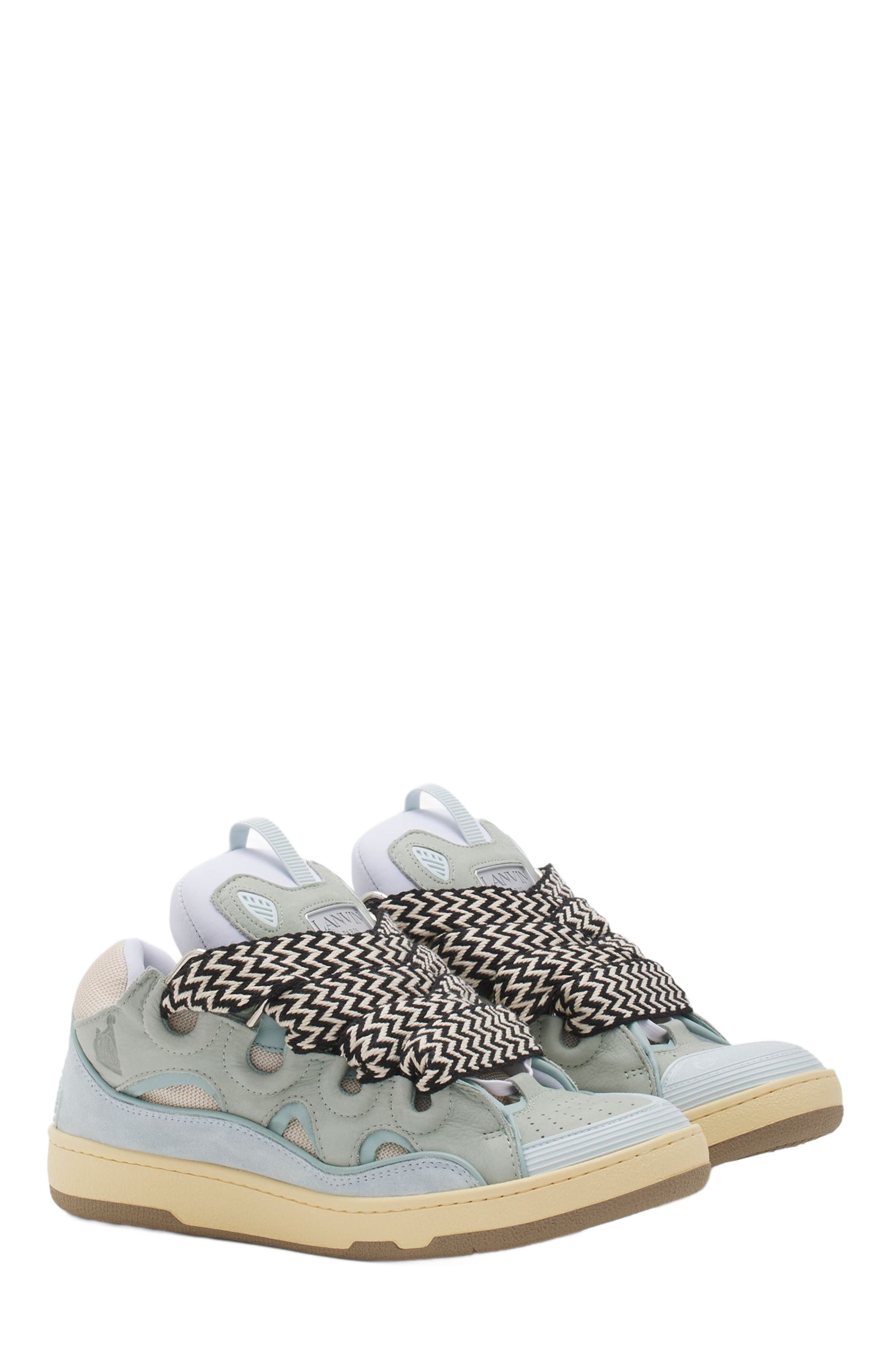 LEATHER CURB SNEAKERS, Alternate, color, PALE BLUE