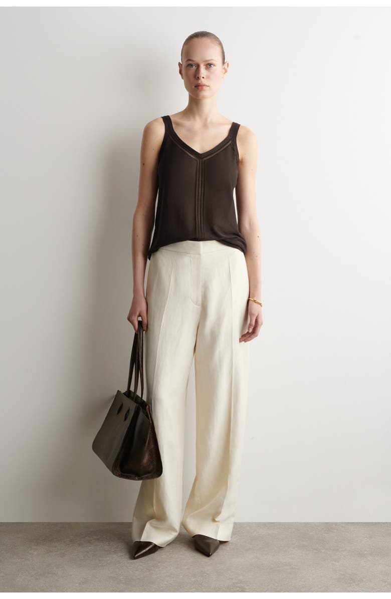 COS Open-knit Detail Tank Top, Alternate, color, Brown