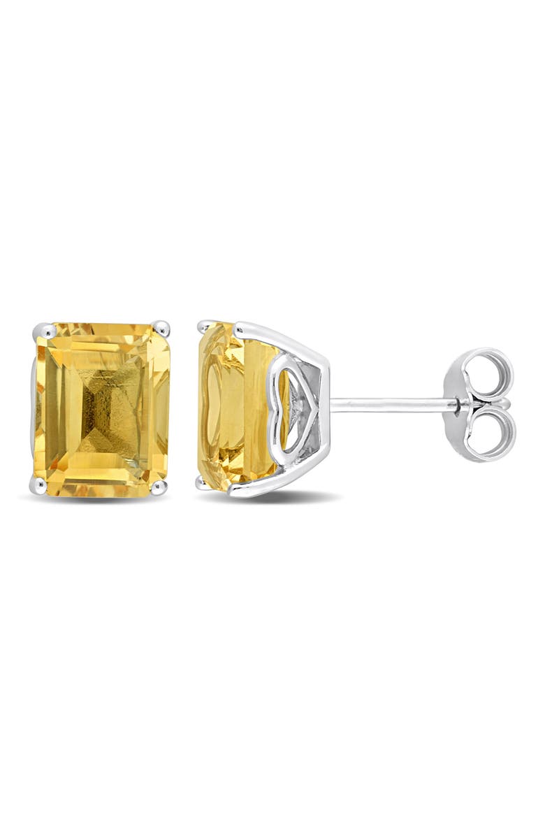 Citrine Octagon Stud Earrings, Main, color, YELLOW