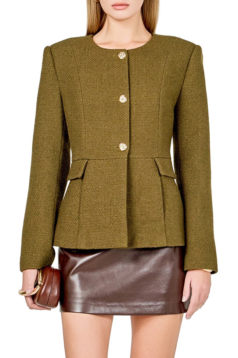 Collarless Blazer, Main, color, KHAKI