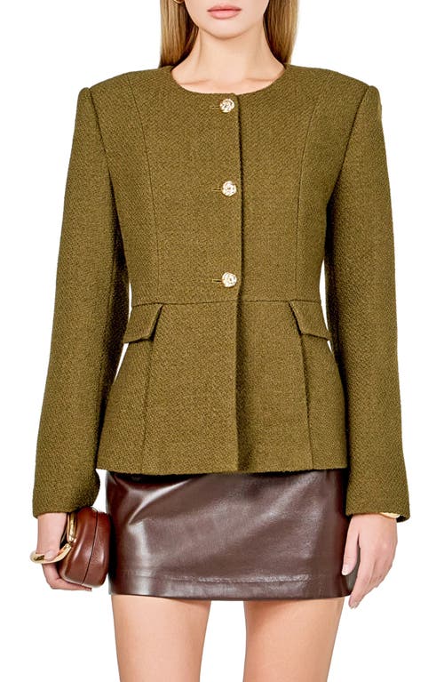 Endless Rose Collarless Blazer In Brown