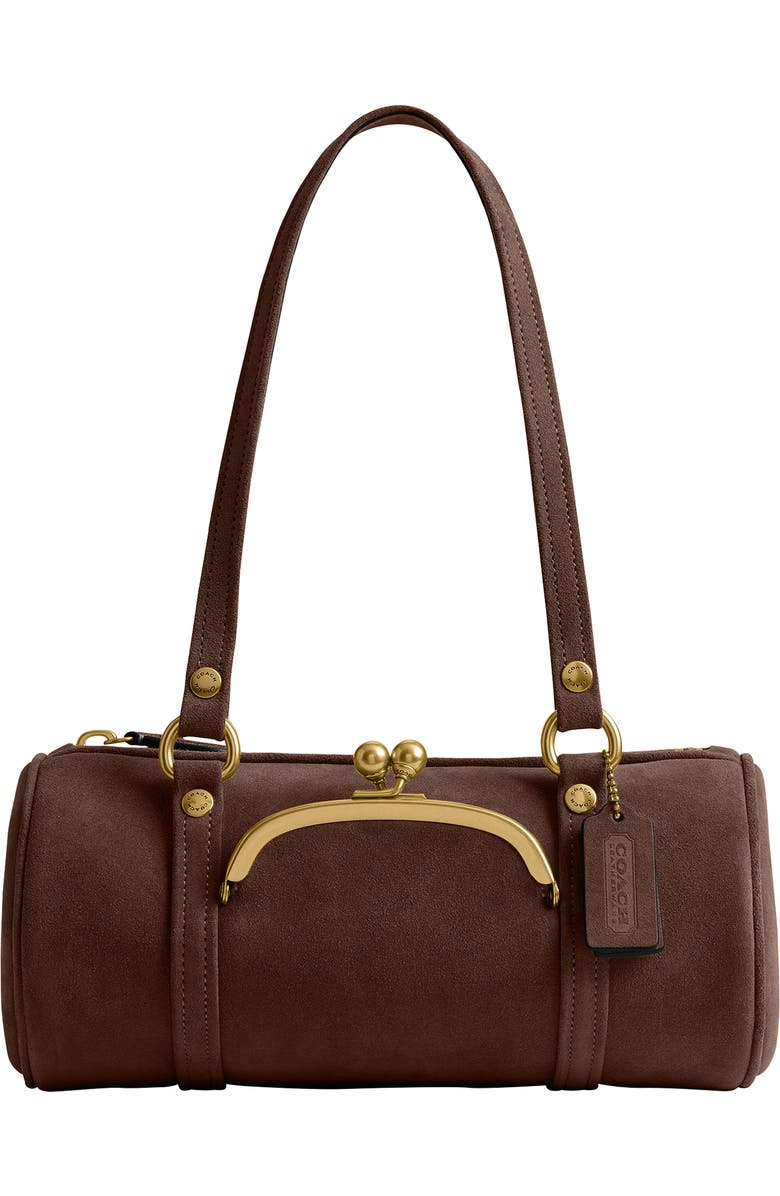 COACH Kisslock 28 Leather Barrel Bag, Main, color,