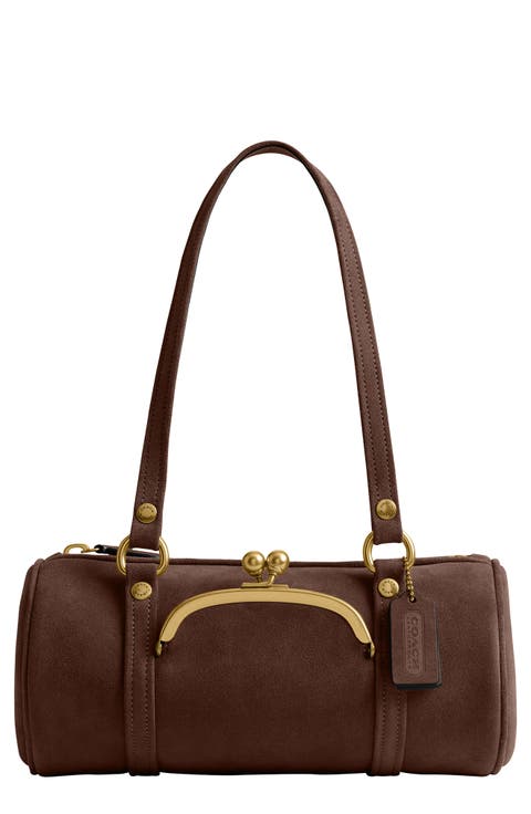 Kisslock 28 Leather Barrel Bag