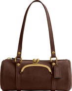 COACH Kisslock 28 Leather Barrel Bag