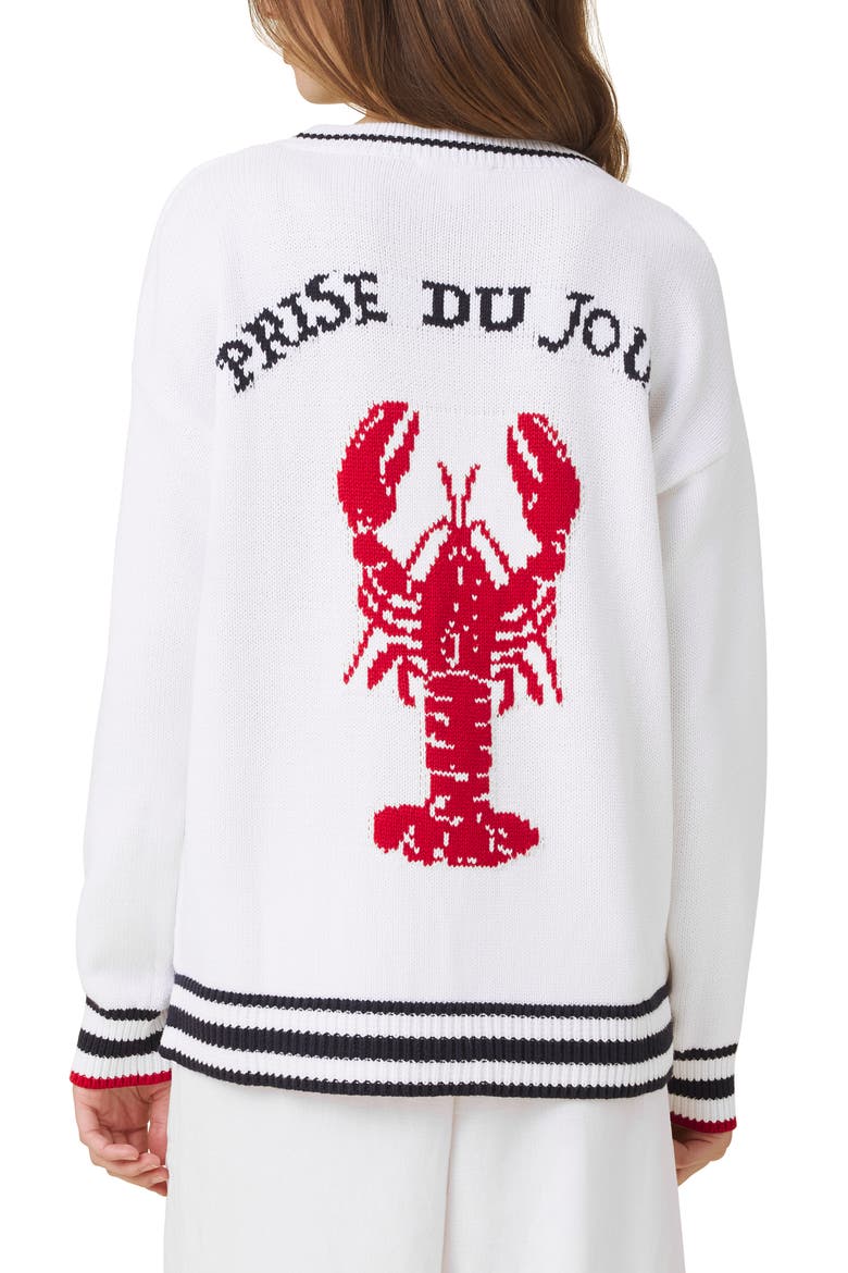 Catch of the Day Cardigan, Alternate, color, WHITE/ NAVY BLUE/ MULTI