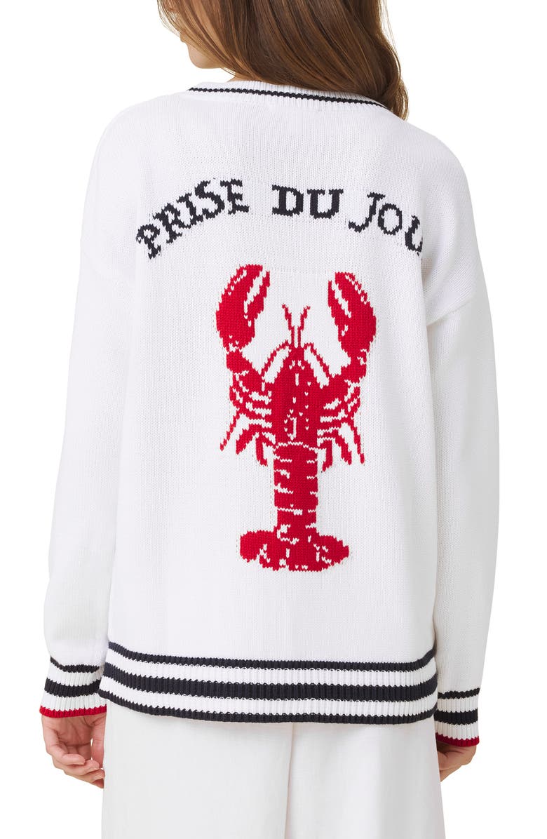 Splendid Catch of the Day Cardigan, Alternate, color, White/ Navy Blue/ Multi