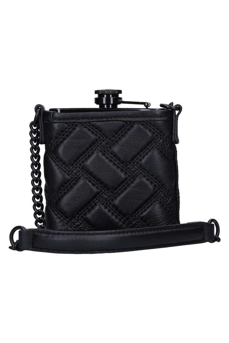 Kensington Leather Flask, Alternate, color, BLACK