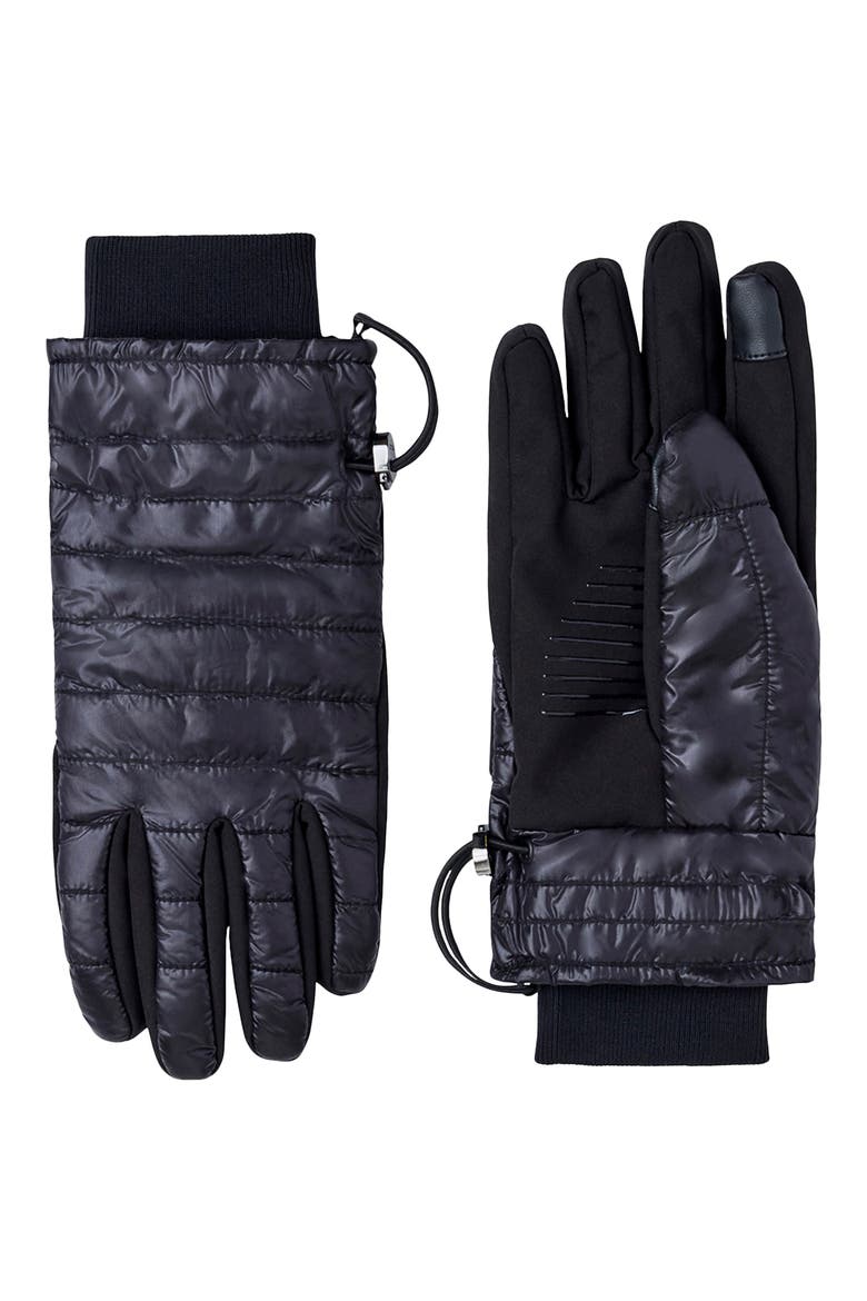 Alfie Quilted Recycled Nylon Gloves, Main, color, BLACK