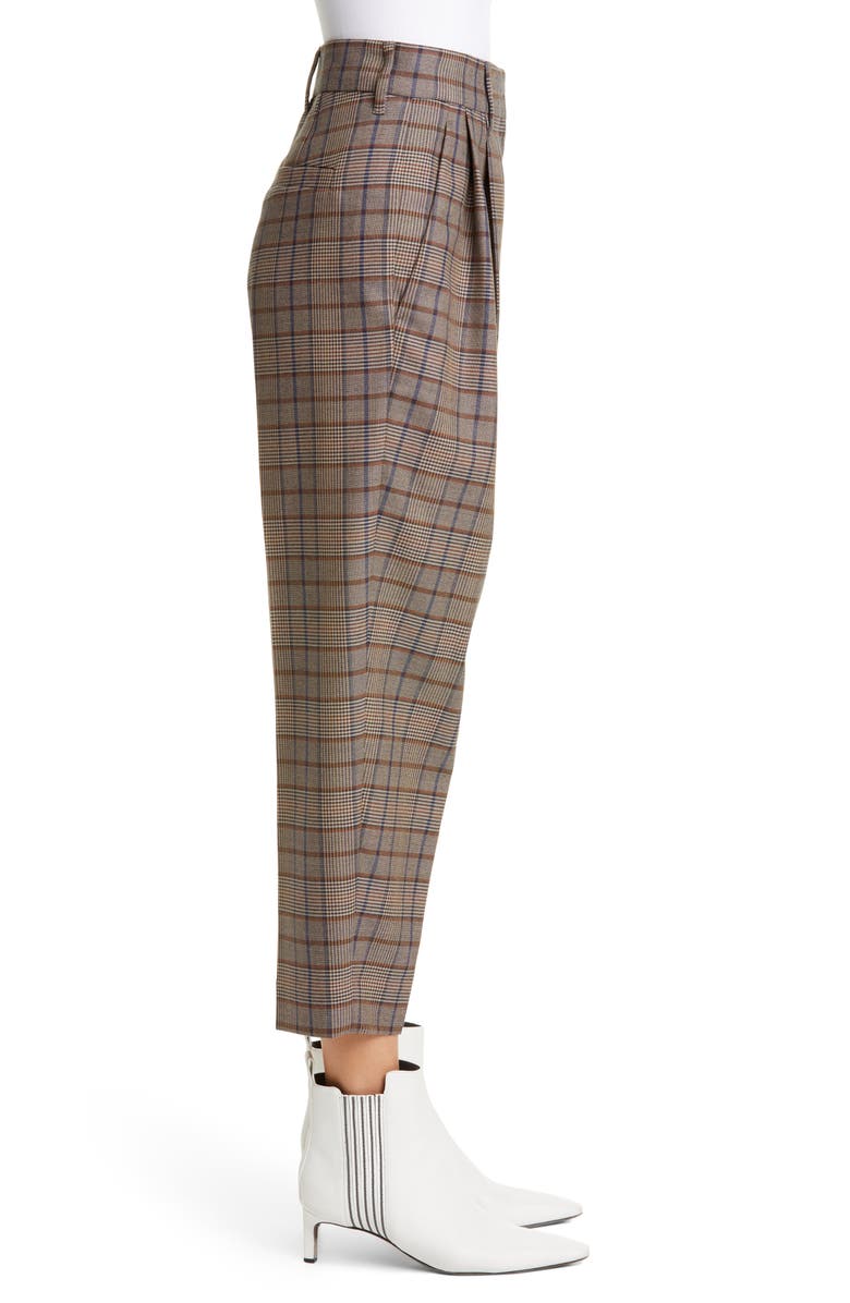 Brunello Cucinelli Prince of Wales Check Crop Trousers, Alternate, color, 