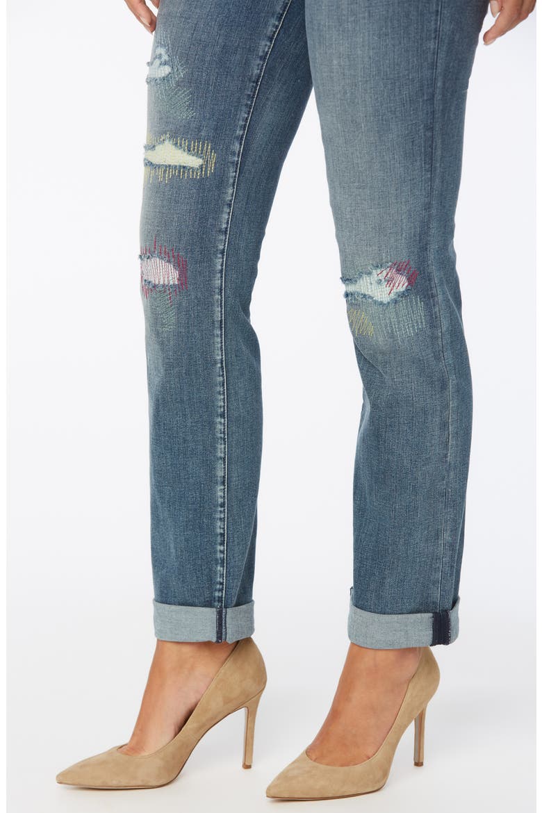 Marilyn Cool Embrace® Ripped Ankle Straight Leg Jeans, Alternate, color, CLEAN MONET