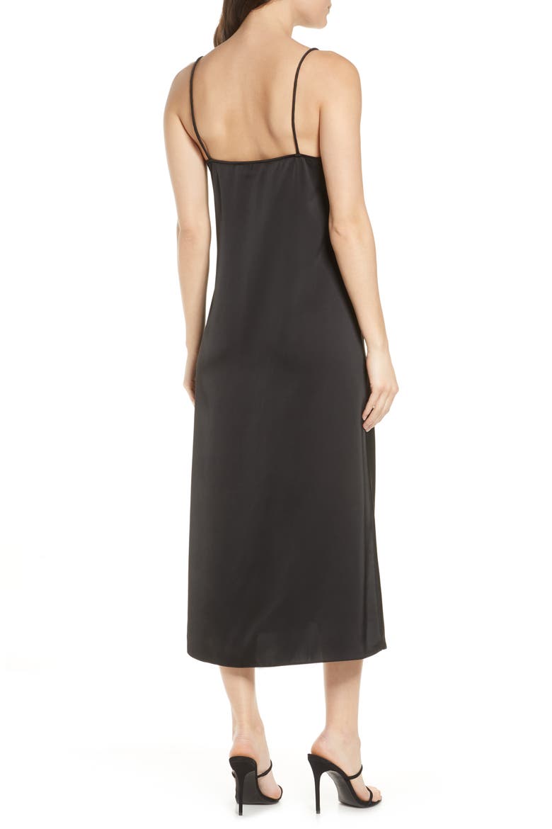 Stretch Satin Slipdress, Alternate, color, BLACK
