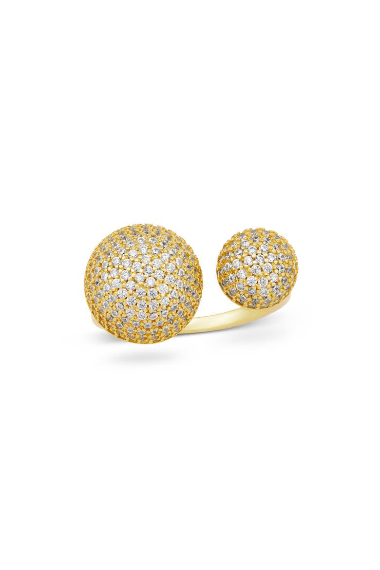 Pavè Cubic Zirconia Orb Open Band Ring, Main, color, YELLOW GOLD