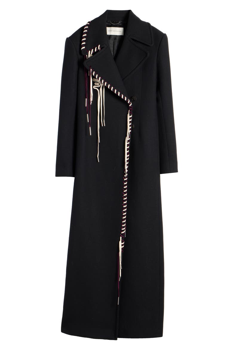 Rafaella Whipstitched Wool Blend Coat, Alternate, color, BLACK