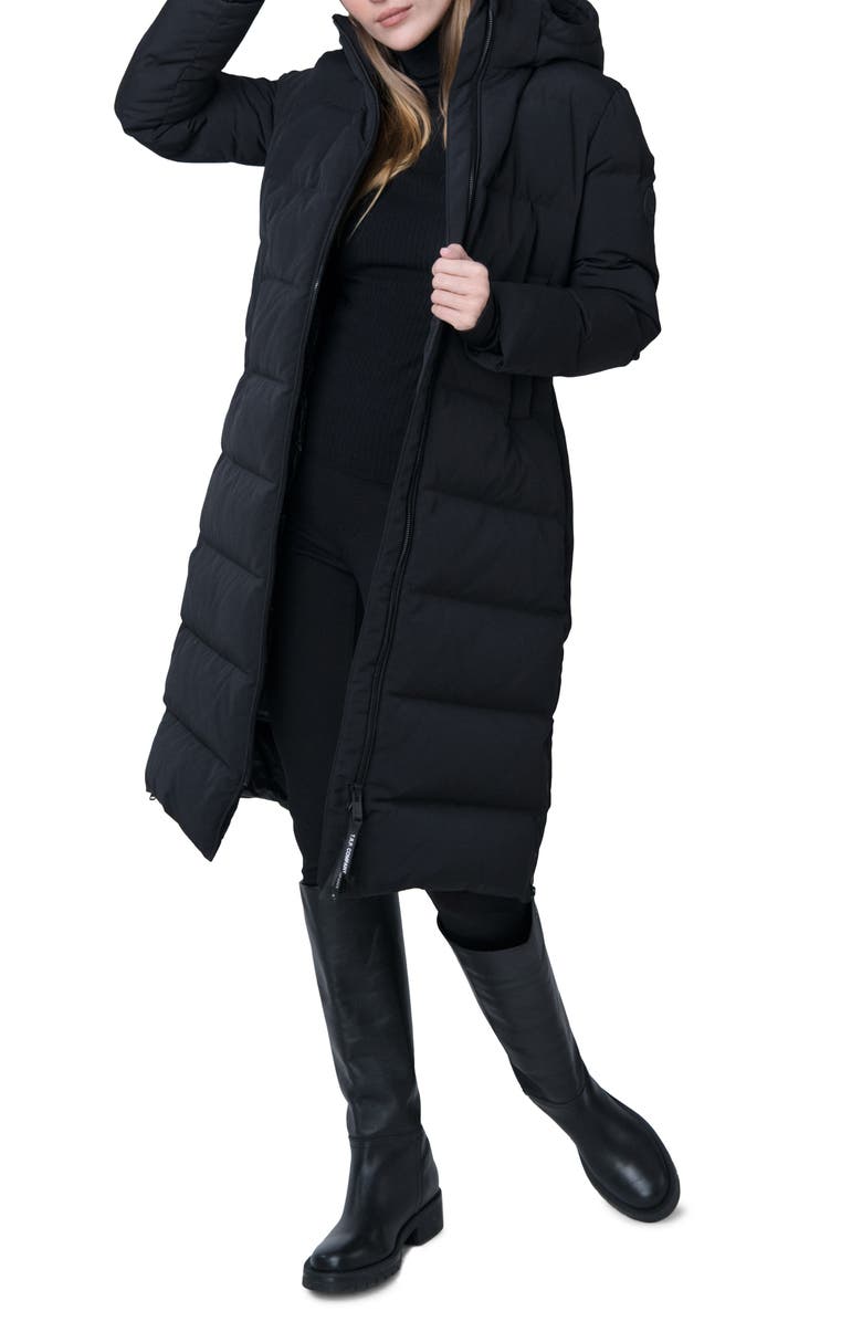 The Recycled Planet Company Lungo Recycled Longline Water Resistant Feather & Down Fill Puffer Coat, Main, color,