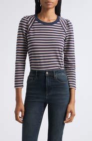 Veronica Beard Mason Stripe Raglan T-Shirt