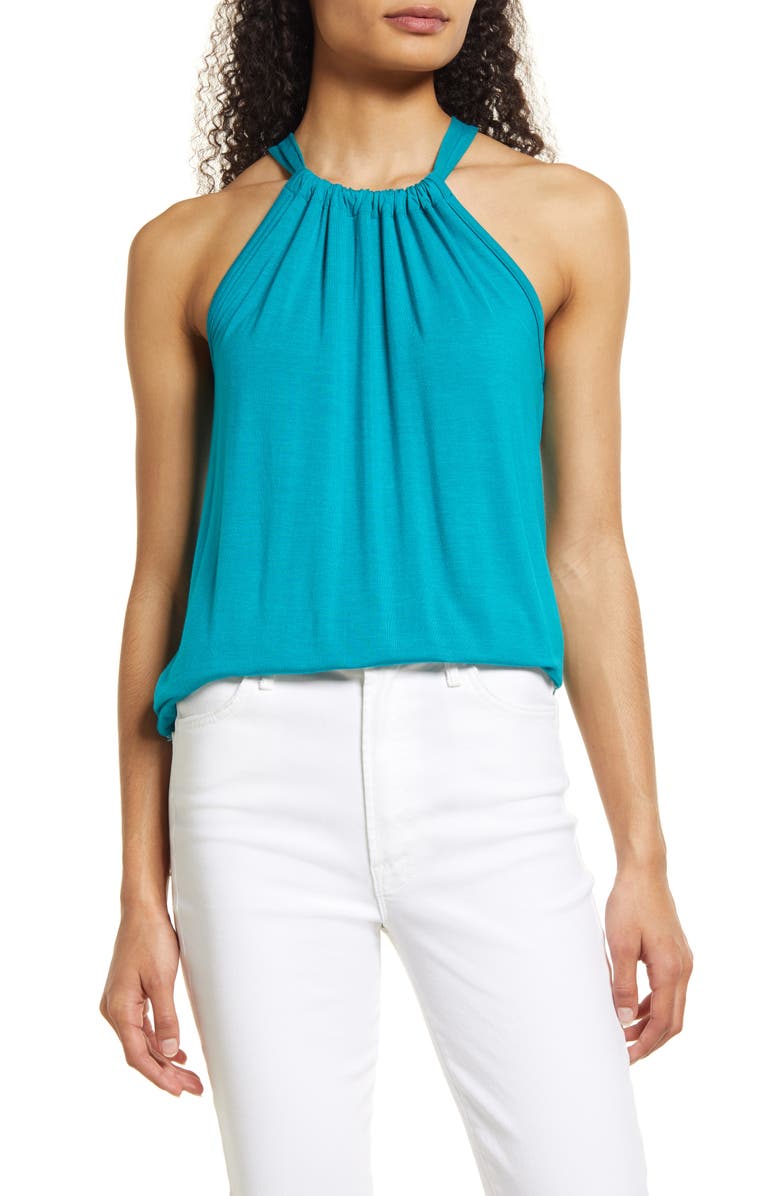 Loveappella Halter Neck Tank, Main, color, Jade