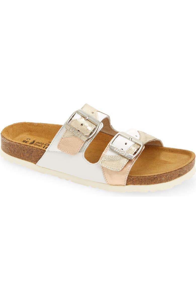 Naot San Diego Slide Sandal, Main, color, White/Gold/ Silver/ Rose Gold