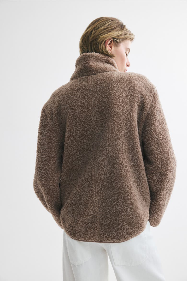 Teddy Fleece Jacket, Alternate, color, Dark beige