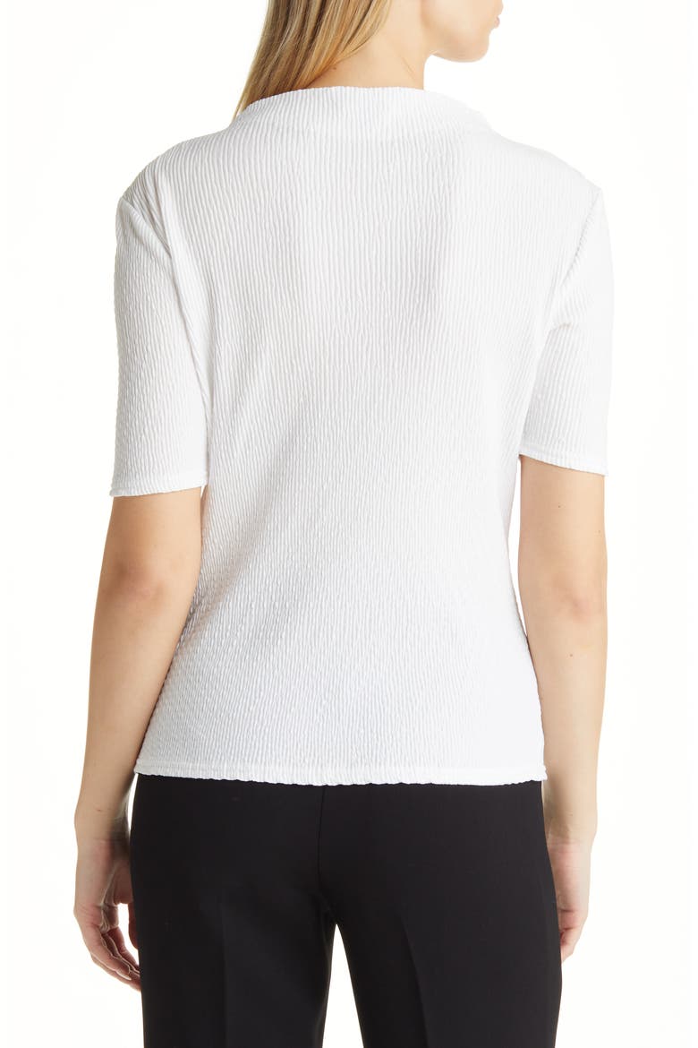 Plissé Smocked Funnel Neck Top, Alternate, color, WHITE