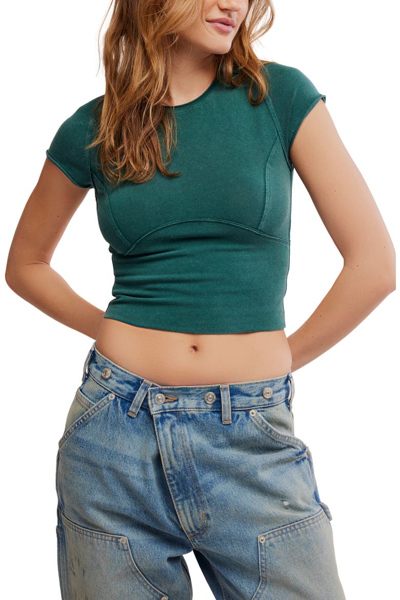 We The Free Protagonist Stretch Cotton Baby Tee, Main, color, RAINFOREST