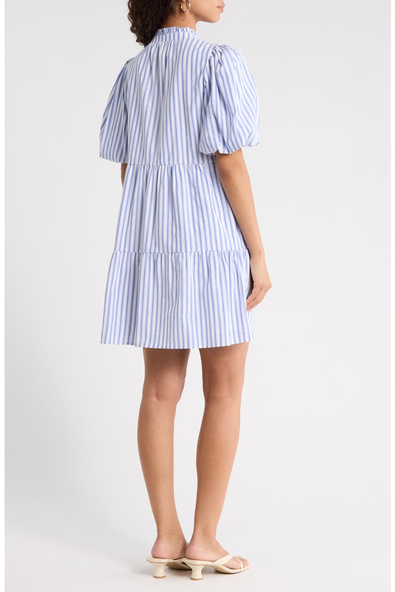 Audry Stripe Jacey Babydoll Minidress, Alternate, color, WHITE-BLUE