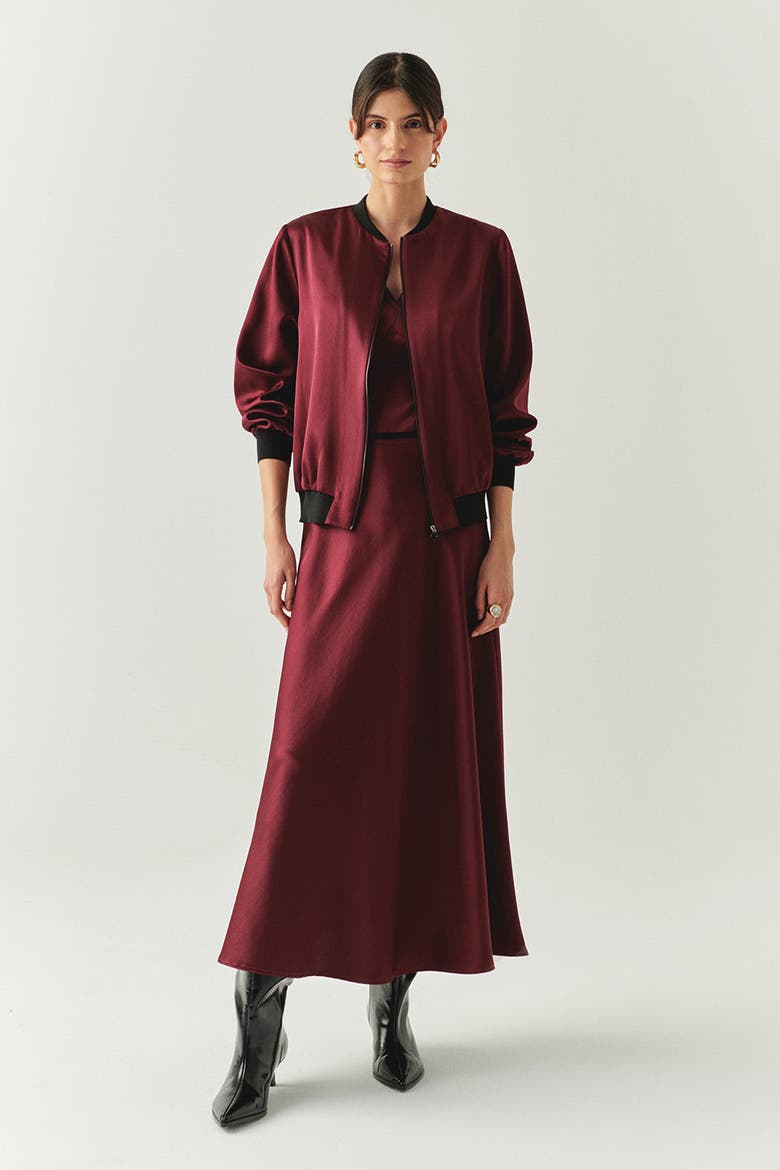 Lacey Bomber Jacket, Alternate, color, BURGUNDY