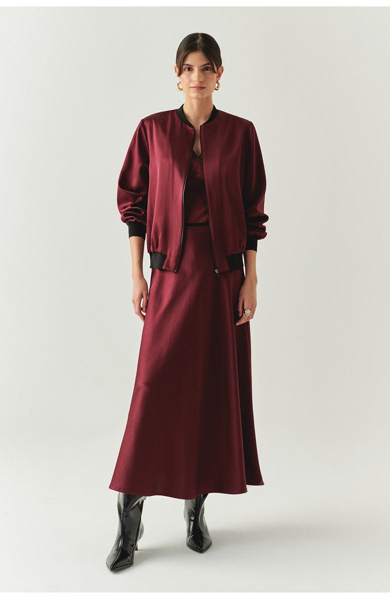 Exquise Lacey Bomber Jacket, Alternate, color, Burgundy