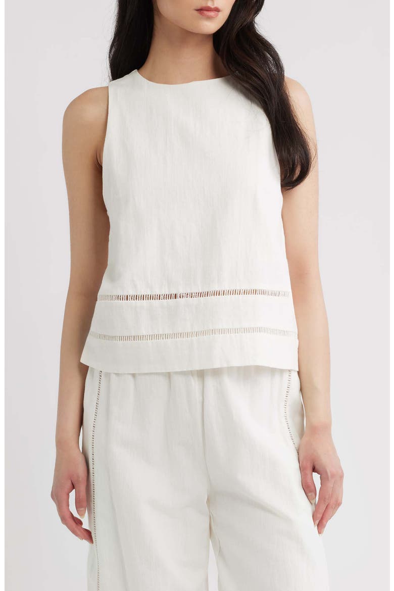 Siena Ladder Stitch Sleeveless Top, Main, color, OFF WHITE