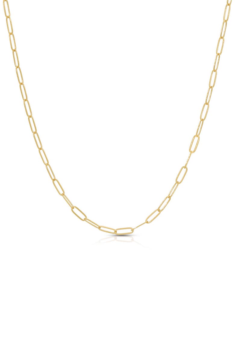 Small Flat Link Necklace, Main, color, GOLD