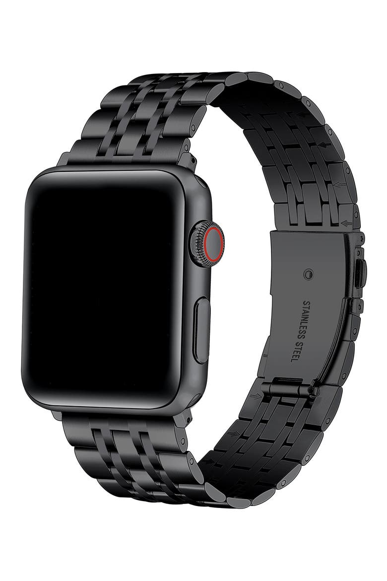 Stella Black Stainless Steel Apple Watch® Bracelet Watchband, Main, color, BLACK