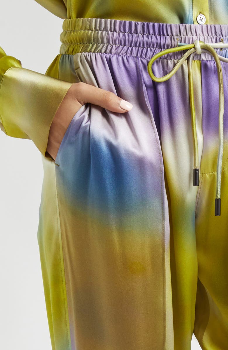 ATM Anthony Thomas Melillo Watercolor Print Silk Charmeuse Joggers, Alternate, color, Watercolor Print