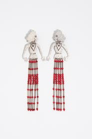 Bimba y Lola Aged Metal Silhouette Stones Earrings