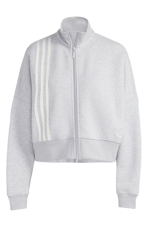 Adidas Originals Adidas 3-stripes Zip Front Cotton Blend Jacket In Gray