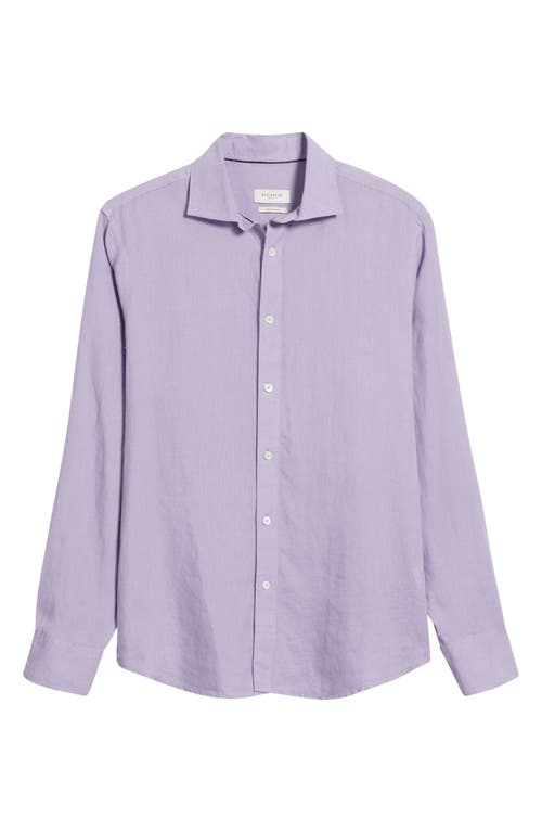 Bugatchi Axel Shaped Fit Linen Button-up Shirt In Lilac