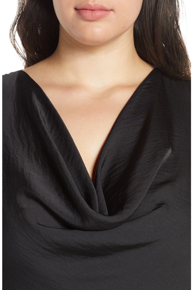 Cowl Neck Rumple Satin Sleeveless Blouse, Alternate, color, 060-RICH BLACK