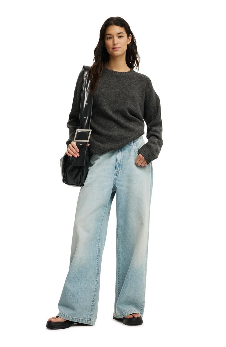 Cotton On Women's Luxe Crew Sweater, Alternate, color, Charcoal Marle