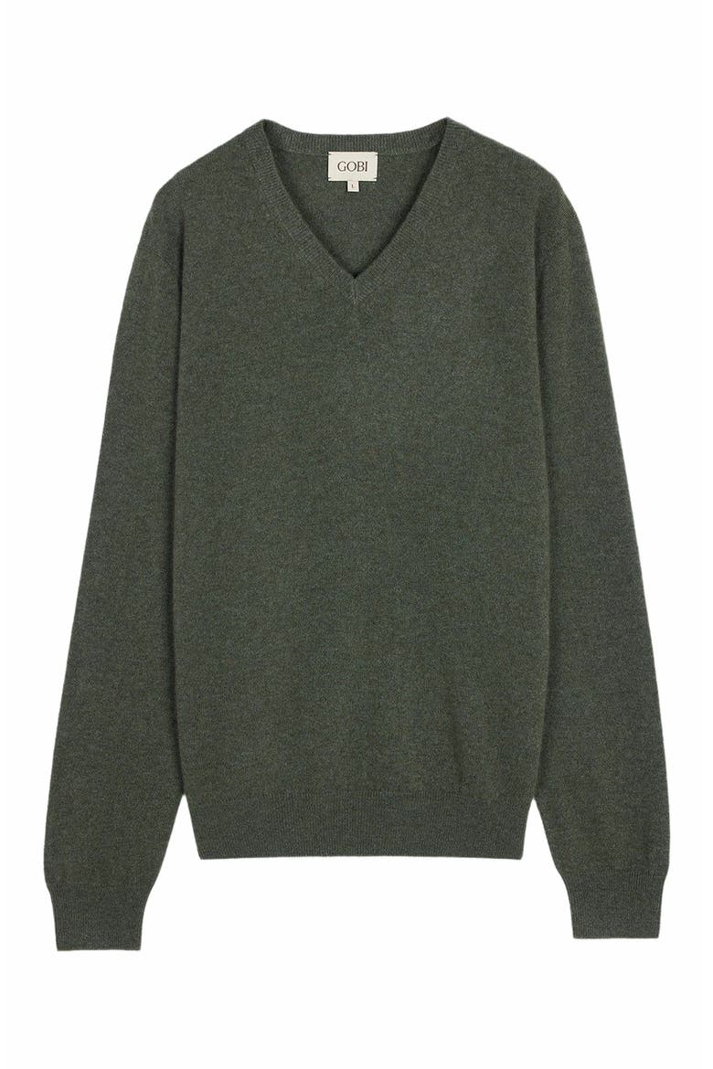 Essential V-Neck Cashmere Sweater, Main, color, black forest
