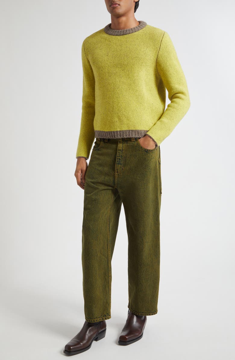 Eckhaus Latta Gender Inclusive Colorblock Merino Wool Blend Sweater, Alternate, color, Finch