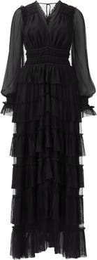 AllSaints Xantara Long Sleeve Tiered Dress