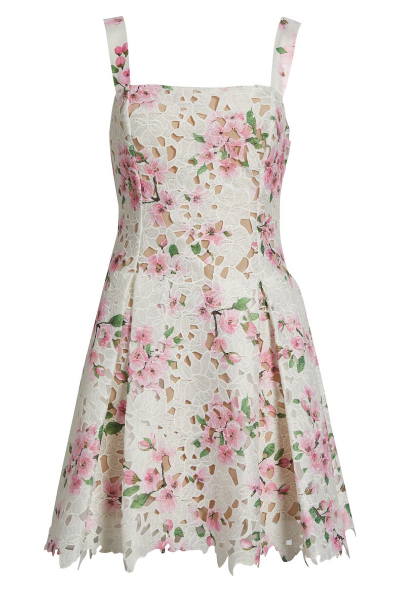 Amiri Lace Cutout Minidress, Alternate, color, WHITE FLORAL