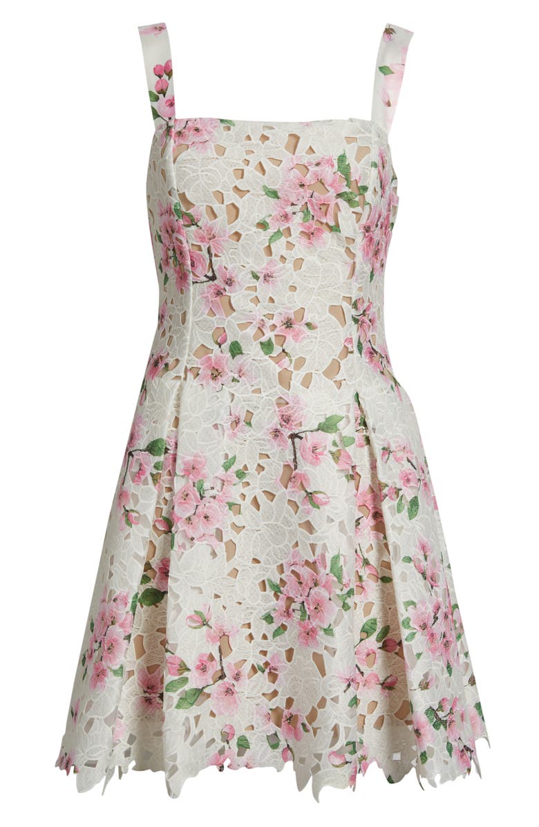 Lucy Paris Amiri Lace Cutout Minidress, Alternate, color, White Floral