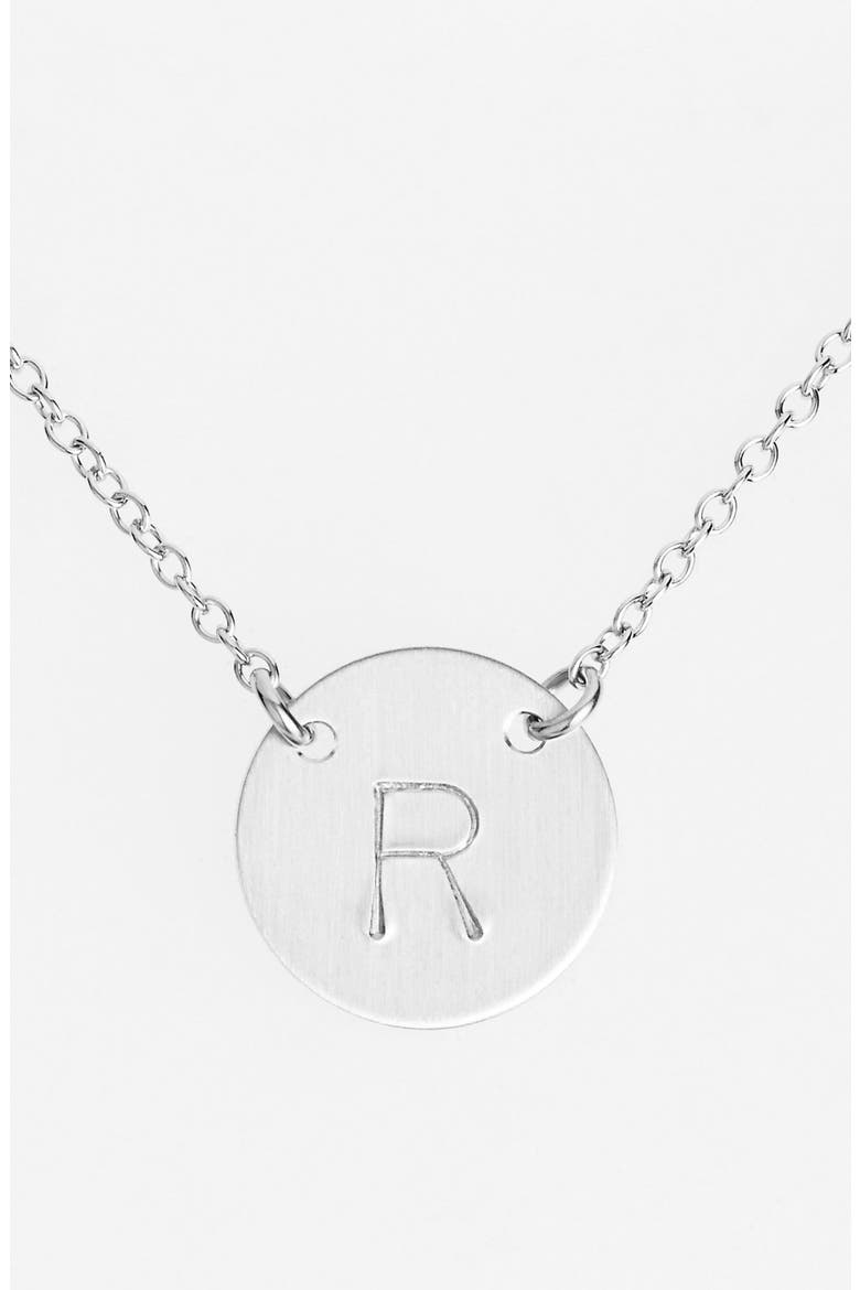 Sterling Silver Initial Disc Necklace, Main, color, STERLING SILVER R