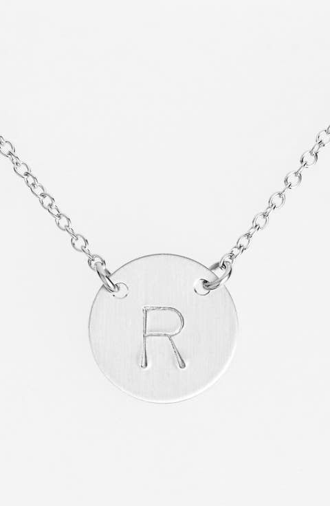 Sterling Silver Initial Disc Necklace