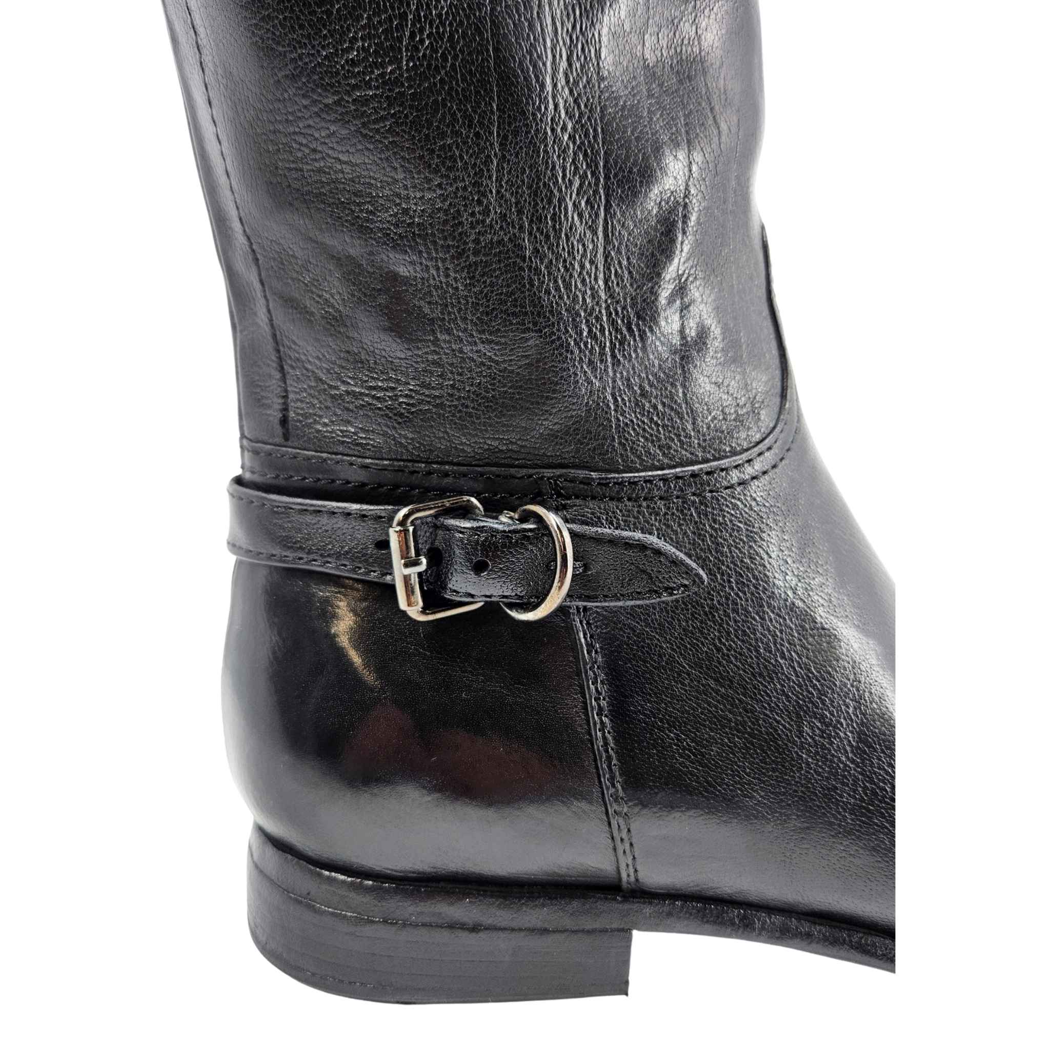 Leather Side Zip Mid Calf Boot, Alternate, color, Navy
