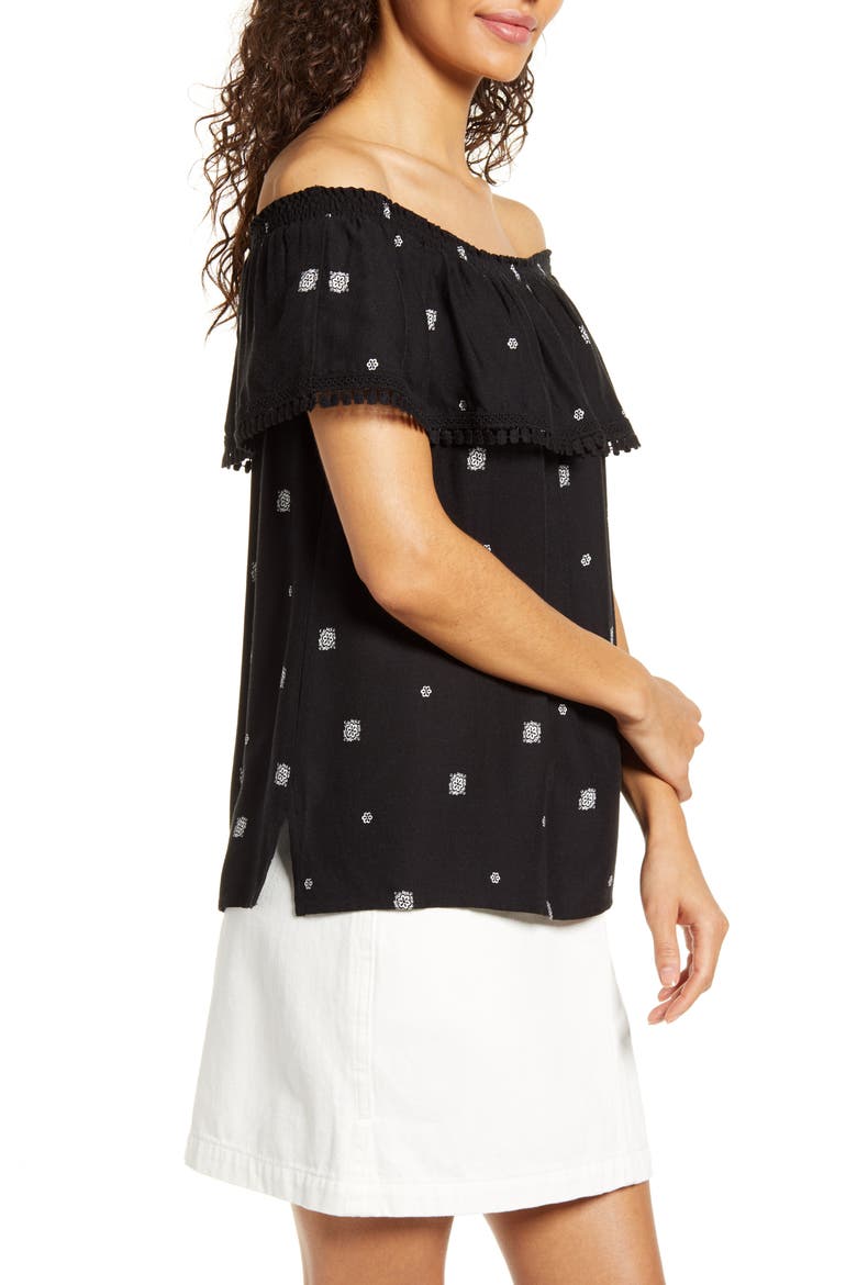 Gibson x Hi Sugarplum! Naples Convertible Off the Shoulder Top, Alternate, color, VENEZIA/ BLACK