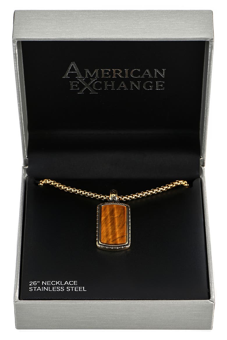 Men's Stone Pendant Necklace, Main, color, GOLD/ BROWN