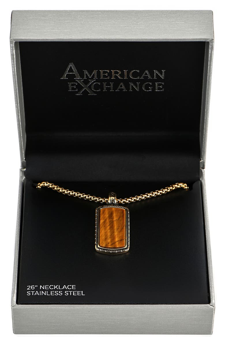 AMERICAN EXCHANGE Men's Stone Pendant Necklace, Main, color, Gold/ Brown
